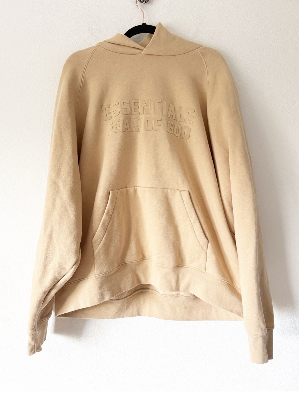 Fear of God Essentials Men's Cream Crewneck Embossed Logo Sweatshirt XL